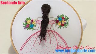 BORDAR A MANO UNA MUÑECA PASO A PASO  Embroidery hair [upl. by Norrehs]