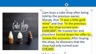 How to apply misrepresentation Liam cupcake scenario [upl. by Eatnohs]