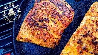 Pan Seared Steelhead Trout Recipe on the Weber Kettle Grill  Cast Iron Skillet Recipes  Barlow BBQ [upl. by Pack624]