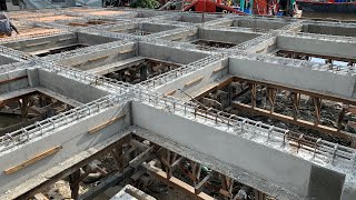 Concrete BEAM Construction Process Traditional Timber Formwork Reinforcement Beam Shuttering Work [upl. by Philly229]