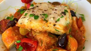 Baked Mediterranean Halibut  Easy and Healthy Fish Recipes [upl. by Lidaa]