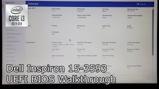 Dell Inspiron 15 3593 UEFI BIOS Setting Walkthrough [upl. by Rramo]