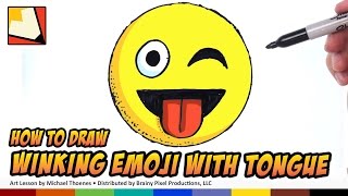 How to Draw Emojis  Winking with Tongue Sticking Out  Step by Step for Beginners  BP [upl. by Patrick]