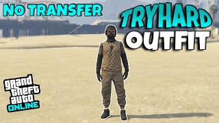 GTA 5 ONLINE EASY TAN JOGGERS RIPPED SHIRT GLITCH TRYHARD MODDED OUTFIT 152  NO TRANSFER NEEDED [upl. by Rosella]