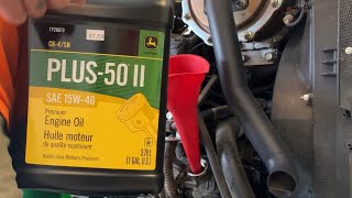 18 John Deere 2038r Oil Change [upl. by Akenahs]