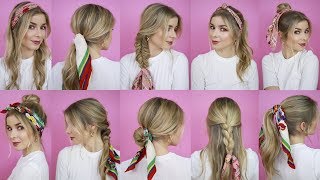 10 PENTEADOS COM LENÇOS MUITO FÁCIL 10 EASY SCARF HAIRSTYLES  Alice Trewinnard [upl. by Eulaliah]