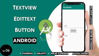 TextView EditText amp Button in Android  Android Studio  Android Beginner Tutorial 6  2020 [upl. by Naamann]