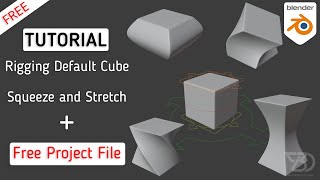 Rigging Default Cube with Squeeze and Stretch  blender 29 [upl. by Raycher]