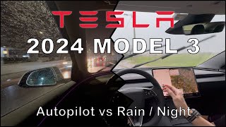 Tesla Model 3 2024 HOW TO Autopilot in the Rain and at Night [upl. by Feune]