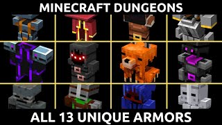 Minecraft Dungeons All 13 Unique Armors With Full Descriptions [upl. by Aned]