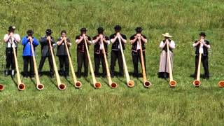 22 Alphorns Play in Switzerland [upl. by Strohl110]