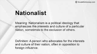 Nationalist Meaning [upl. by Bowie712]