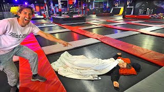 ILLEGAL Overnight Challenge at Trampoline Park [upl. by Elleiram]