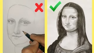 HOW TO DRAW MONALISA Step by step for beginners  PENCIL DRAWING [upl. by Brigid]