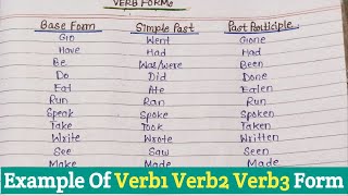 Verb Forms V1 V2 V3 V4 V5 List  Three Verb Form List V1 V2 V3  English Grammar Irregular Verbs [upl. by Emilia155]