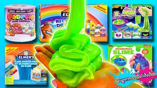 Probando 8 kits para hacer Slime Elmers Nickelodeon y Poopsie  Supermanualidades [upl. by Eednar64]