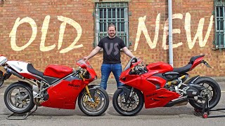 Can 90s Superbikes still cut it We Compare Ducati 748R and 2020 Panigale V2 With Bikeiconics [upl. by Brookner]