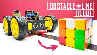 How To Make A DIY Obstacle Avoidance Line Follower Robot At Home [upl. by Kirre]