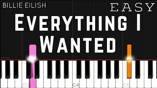 Billie Eilish  everything i wanted  EASY Piano Tutorial [upl. by Aeslahc51]