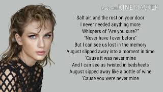 Taylor Swift  August lyrics [upl. by Esetal355]