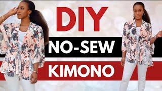 HOW TO MAKE A KIMONO  NoSew  Easy DIY [upl. by Anigue]