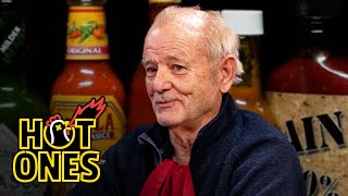 Bill Murray Doesn’t Flinch While Eating Spicy Wings  Hot Ones [upl. by Hoem]