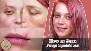 Minitorial 3 ways to make SCARS  Paint latex collodion [upl. by Ehtyde]