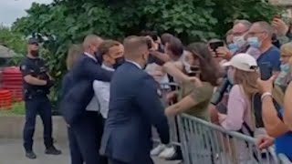 Watch French President Macron get slapped across the face while in southern France [upl. by Bohs]