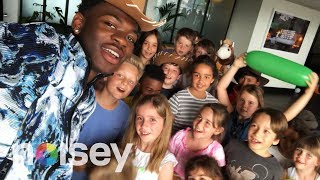 Lil Nas X Hangs Out with Cute Kids [upl. by Ymmac]