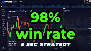 POCKET OPTION 5 SECOND STRATEGY  98 WIN [upl. by Linn]