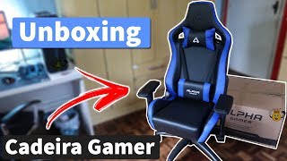 📦Unboxing Cadeira Gamer Alpha Gamer Polaris Racing Black Blue [upl. by Brodeur]