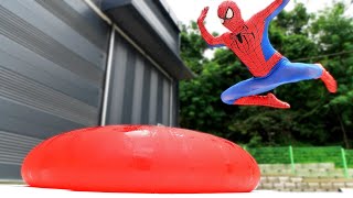 Spider Man Popping Giant Water Balloons 2 [upl. by Menashem]