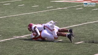 Quinn Ewers injured after being landed on by Dallas Turner [upl. by Araeit658]