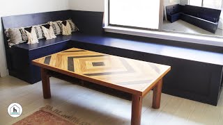 DIY Corner Banquette  Bench Seat with Storage also how to add struts and LED lights [upl. by Netsoj]