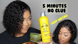 Lazy 5 Minute Lace Wig Install  No Glue Needed [upl. by Idalia]