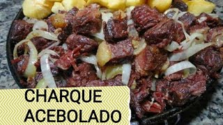 COMO FAZER CHARQUE FRITA ACEBOLADA [upl. by Akiemaj]