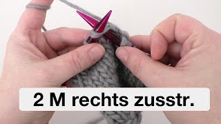 2 Maschen rechts zusammen stricken  2 M re zusammenstr [upl. by Ymorej]