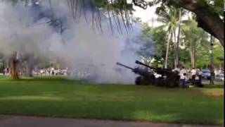 Army Artillery Unit Fires Massive 21Gun Salute at Pearl Harbor 75th Anniversary [upl. by Annayram]