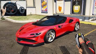 2020 Ferrari SF90 Stradale  POV Drive  GTA 5 Steering Wheel  Logitech G29 Gameplay [upl. by Mcnelly]