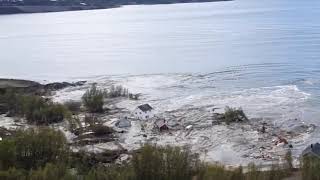 Incredible huge landslide Houses floating into the sea Alta Norway [upl. by Ikey770]