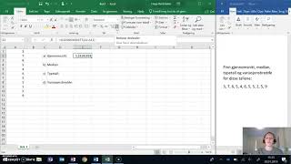Statistikk Gjennomsnitt median typetall og variasjonsbredde i Excel [upl. by Barron]