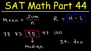 Data amp Statistics  Mean Median Mode Range amp Standard Deviation  SAT Math Part 44 [upl. by Desiree]