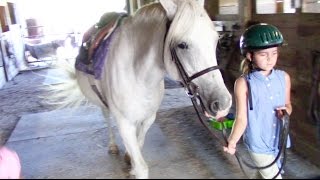 First Horseback Riding Lesson at a New Stable  Crazy8Family [upl. by Torin]