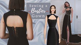 Sewing a Bustier Gown  DIY Evening Dress  Altering Corset Pattern Sewing Vlog [upl. by Willing]