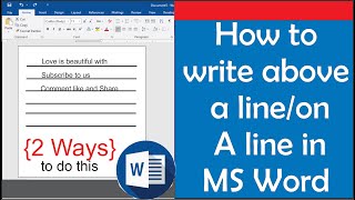 How to type on a line in Word  how to write above a line in MS Word [upl. by Adrahs]