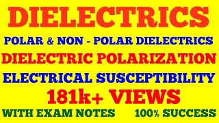 DIELECTRICS  NON POLAR amp POLAR DIELECTRICS  DIELECTRIC POLARIZATION  SUSCEPTIBILITY  WITH NOTES [upl. by Nilorac]