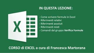 EXCEL tutorial 6 Formule e Riferimenti relativi  assoluti  misti [upl. by Annoid823]