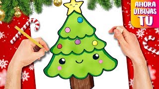 Como dibujar un ARBOL DE NAVIDAD  Dibujos de Navidad  Dibujos Kawaii [upl. by Moya640]