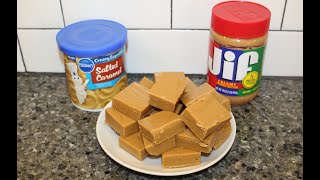 Two Ingredient Salted Caramel Peanut Butter Fudge – SUPER EASY Recipe [upl. by Yennep]