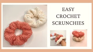 EASY CROCHET SCRUNCHIES  CROCHET BY BEV [upl. by Saihttam]